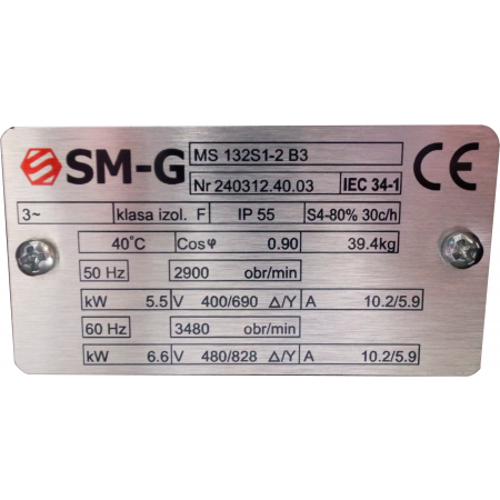 SILNIK ELEKTRYCZNY 5,5kW 400/690V 2900 Obr 3FAZOWY